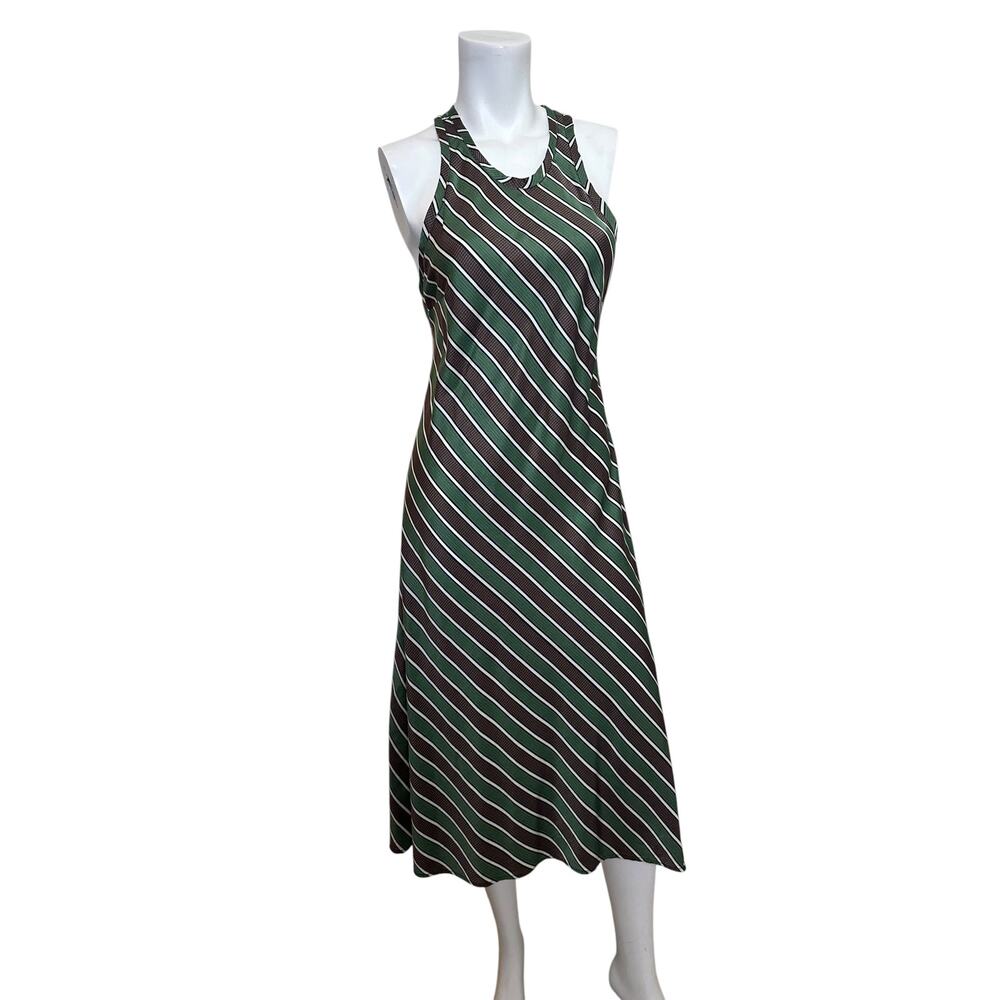 Raquel Allegra Striped Silk Racerback Maxi Dress Sleeveless A-Line Size 0 - Picture 2 of 8